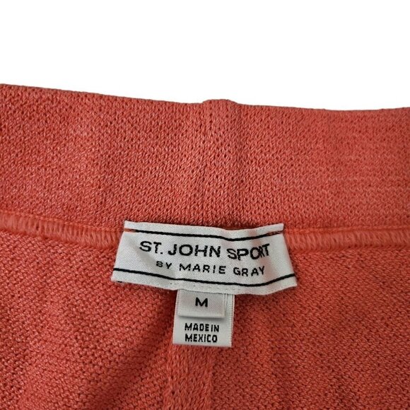 St. John Sport Pants Medium Santana Knit Embroidered Wide-Leg‎ Wool Marie Gray - Picture 6 of 12